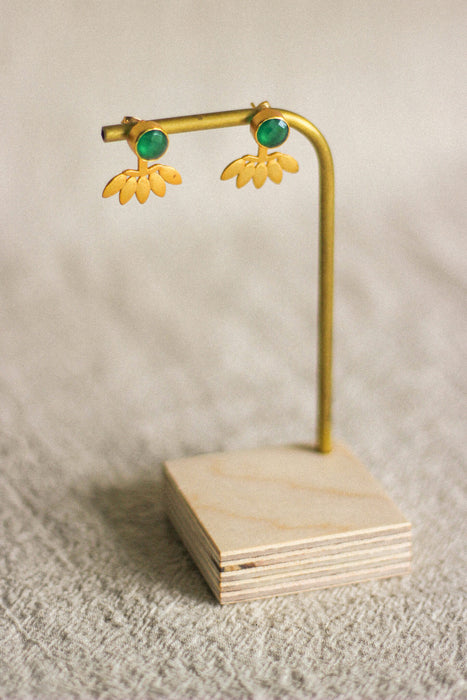 Green Onyx Stud Earrings