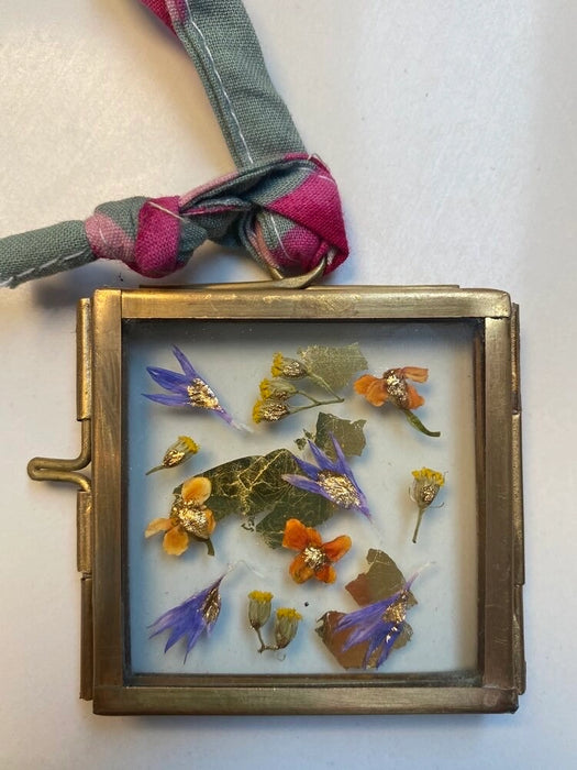 Mini Brass Frame with Pressed Flowers