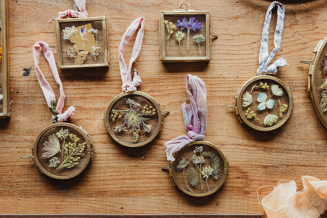 Mini Brass Frame with Pressed Flowers