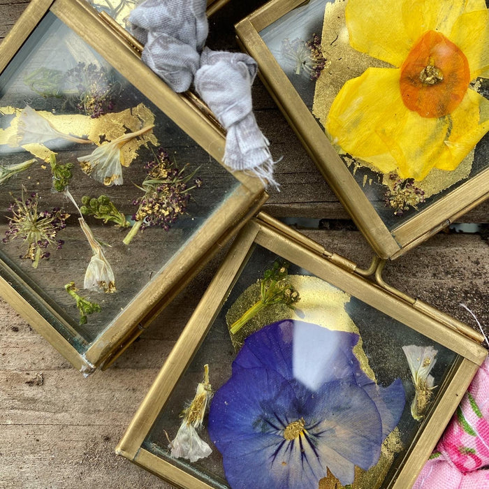 Mini Brass Frame with Pressed Flowers
