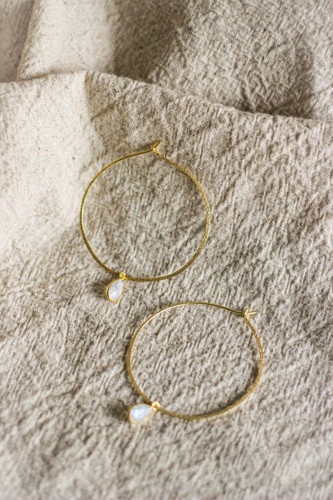 Rose Quartz Teardrop Hoops