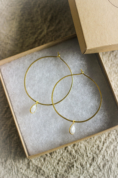 Rose Quartz Teardrop Hoops