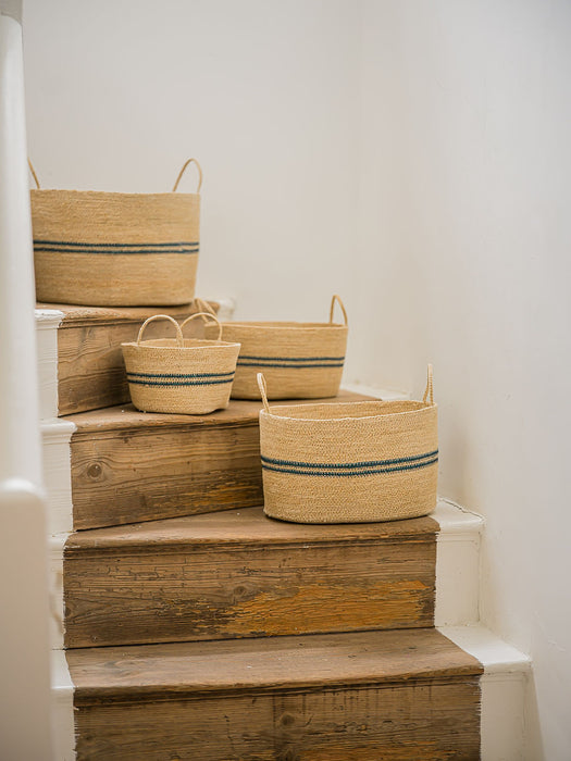 Harbour Stripe Seagrass Basket | Navy
