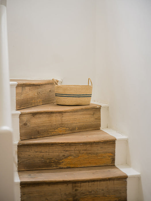 Harbour Stripe Seagrass Basket | Navy