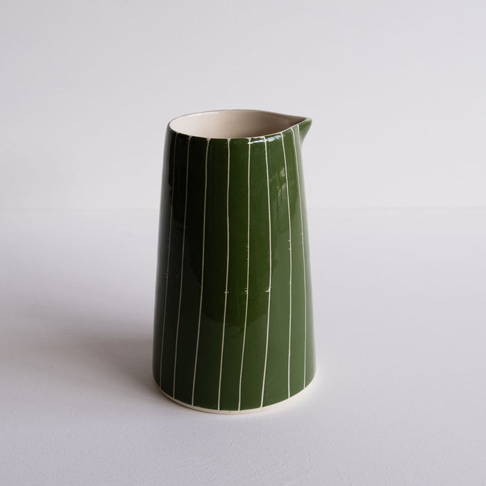 Large Moss Green Stripe Jug