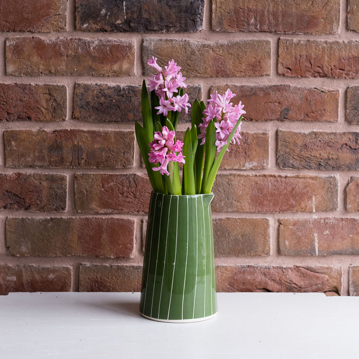 Large Moss Green Stripe Jug