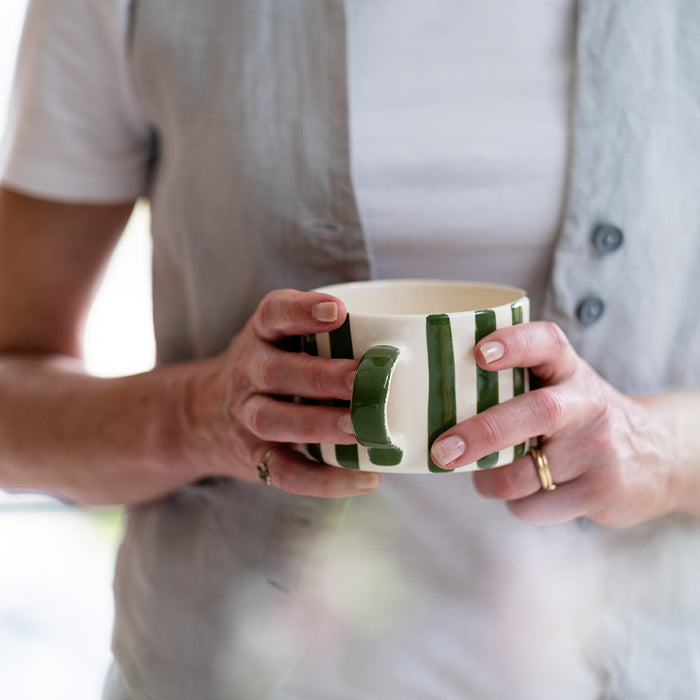Moss Green Candy Stripe Large Mug
