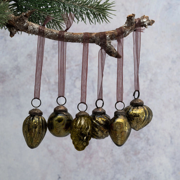 Olive Crackle Glass Baubles