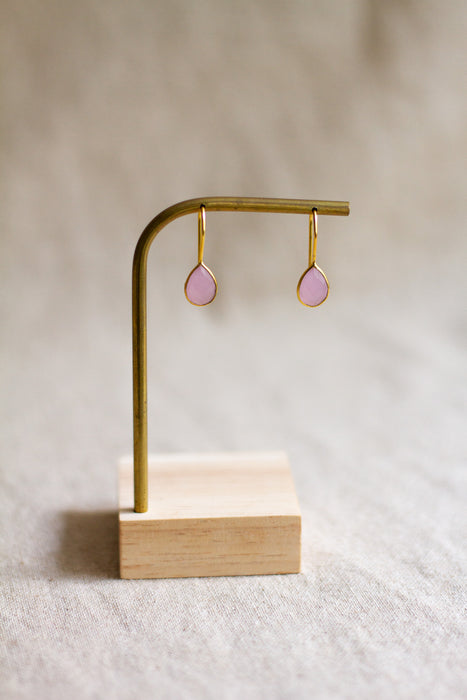 Pink Chalcedony Drop Earrings