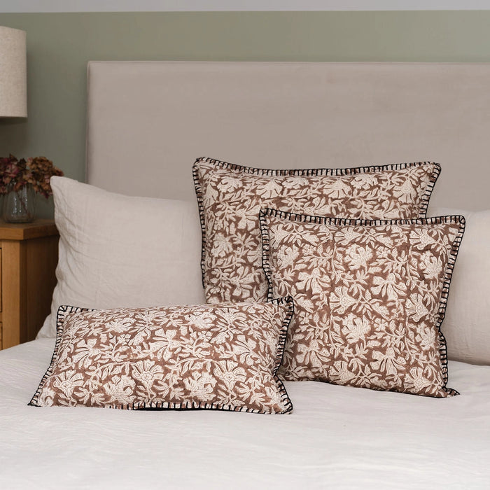 Block Print Cushion | Puawai (45x45cm)