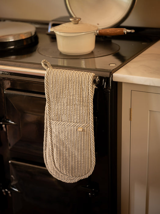 Seersucker Stripe Double Oven Glove - Olive