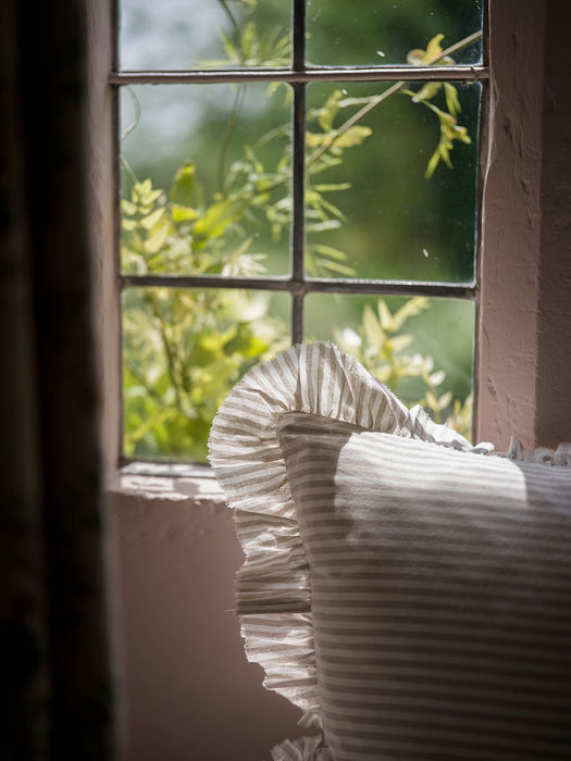 Striped Bolster Cushion with Frill