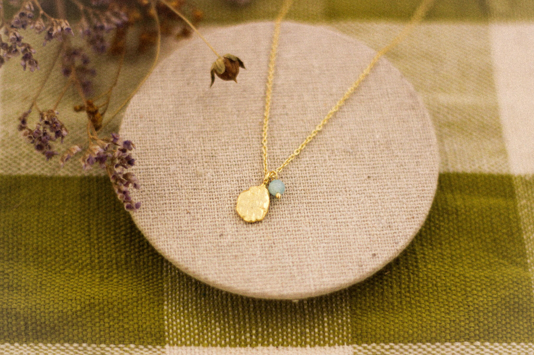 Gold Nugget Stone Necklace