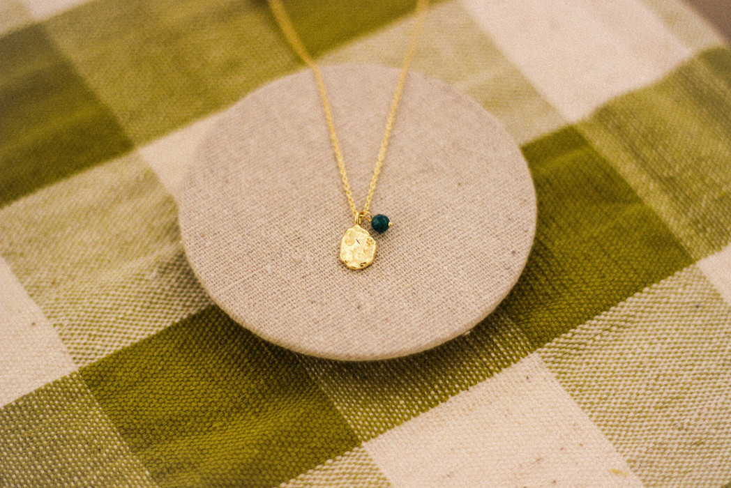 Gold Nugget Stone Necklace