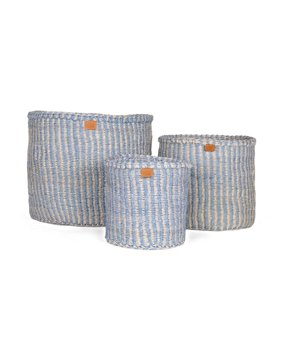 Woven Storage Basket | Powder Blue Pinstripe