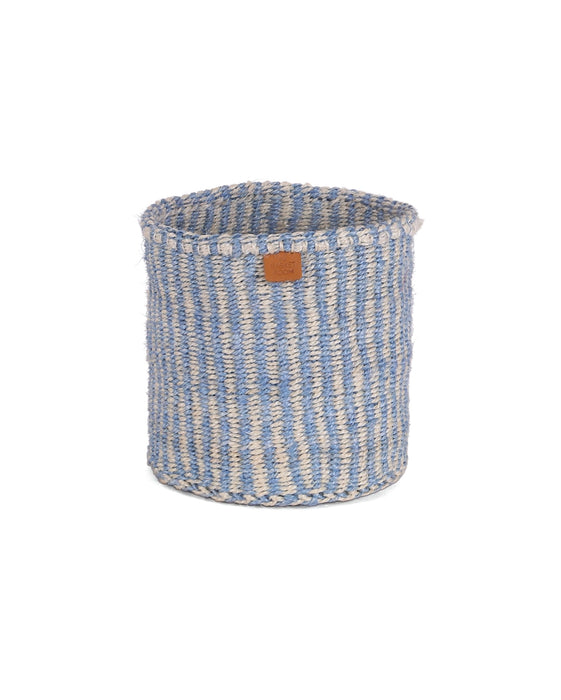 Woven Storage Basket | Powder Blue Pinstripe