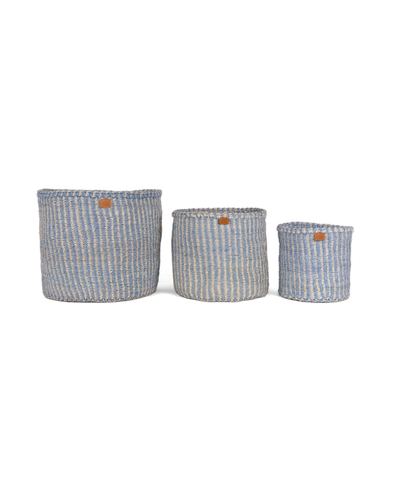 Woven Storage Basket | Powder Blue Pinstripe
