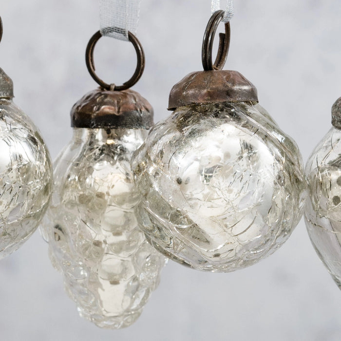Silver Crackle Glass Baubles