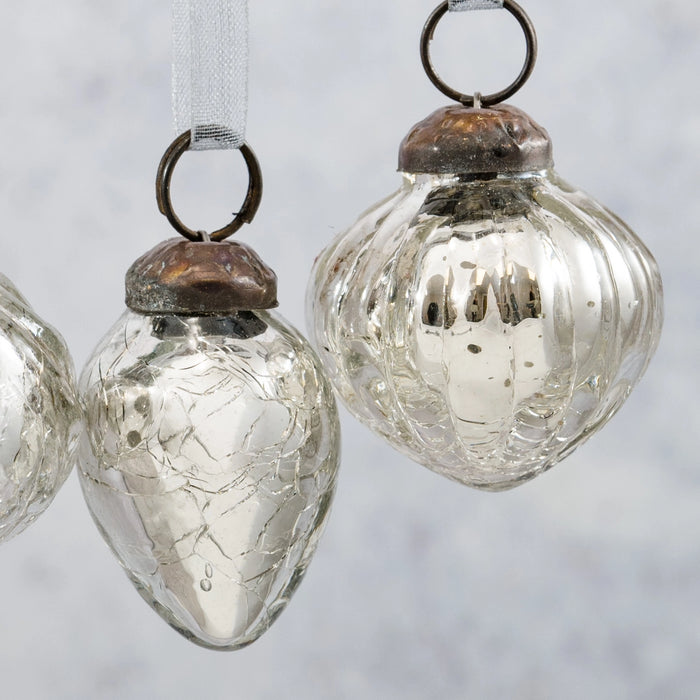Silver Crackle Glass Baubles