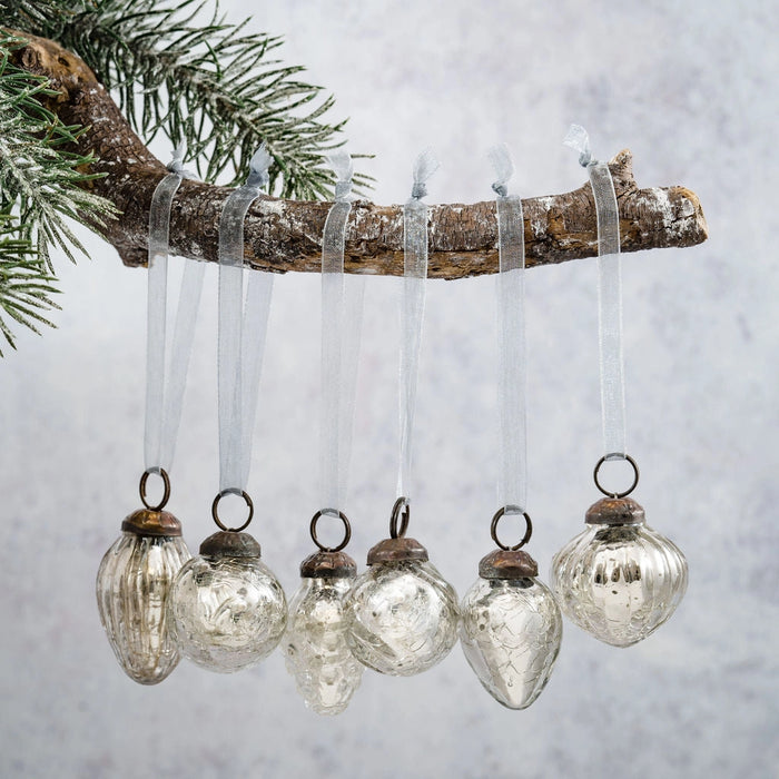 Silver Crackle Glass Baubles