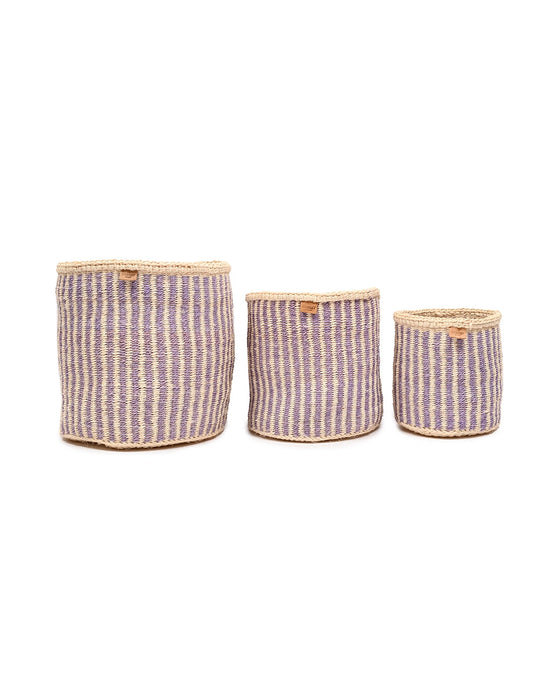 Woven Storage Basket | Lavender Pinstripe