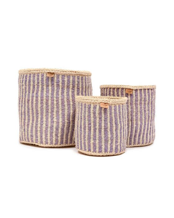Woven Storage Basket | Lavender Pinstripe