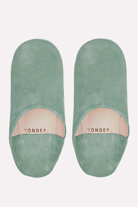Suede Babouche Slippers -  Sage