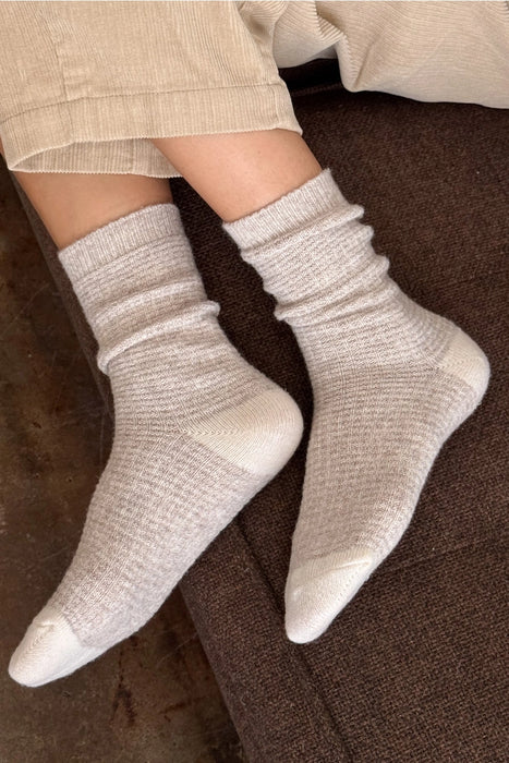 Oatmeal Wool Waffled Socks
