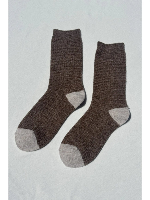 Brown Wool Waffled Socks