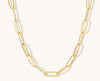 Gold chain necklace on a white background