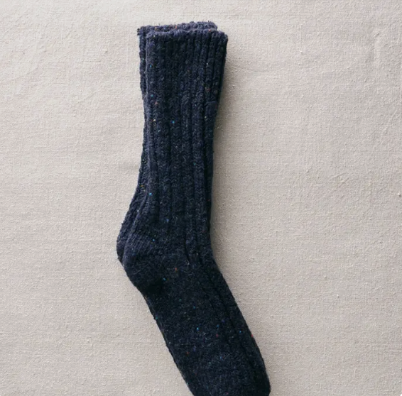 Navy Recycled Wool Organic Cotton Low Gauge Socks