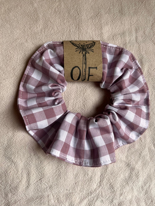 Dusky Pink Gingham Cotton Scrunchie