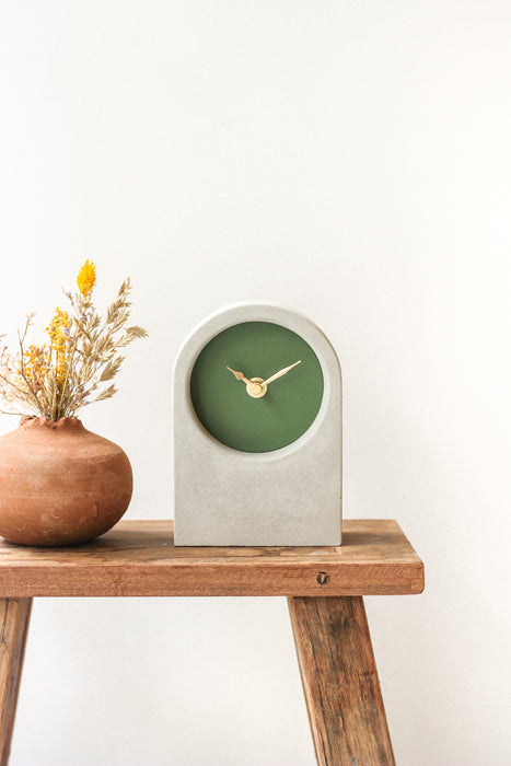 12-Inch Wall Clock – Sage Green & Gray Battery-Operated, Rectangular Wooden Frame