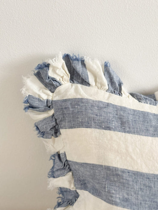 Hallie Blue Wide Stripe Cushion - 50x30cm