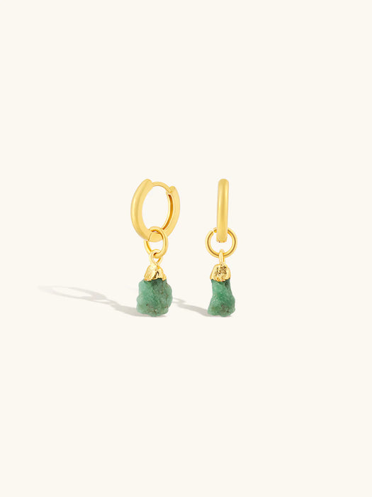Gold Mohica Emerald Hoops