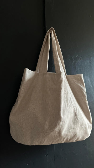 Washed Linen Day Bag - Oatmeal Stripe