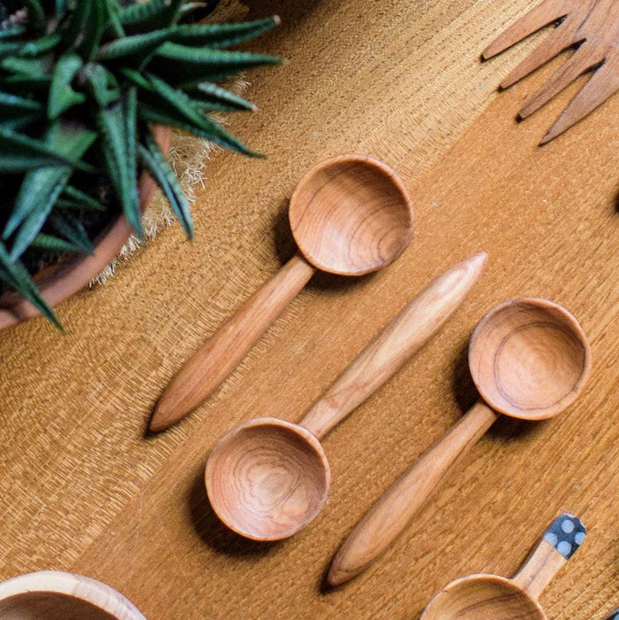 Olive Wood Long Handled Coffee Spoon