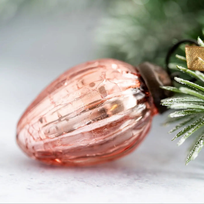 Mauve Crackle Glass Baubles