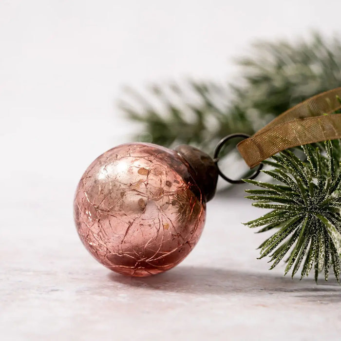 Mauve Crackle Glass Baubles