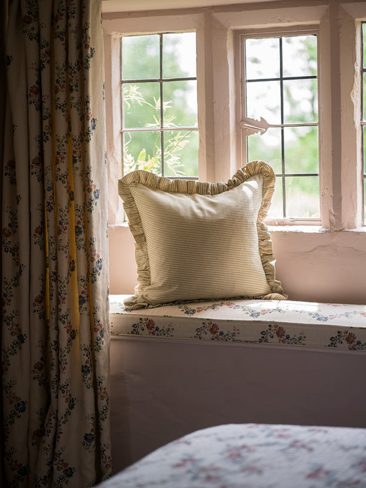 Stripe Frill Cushion - Forest
