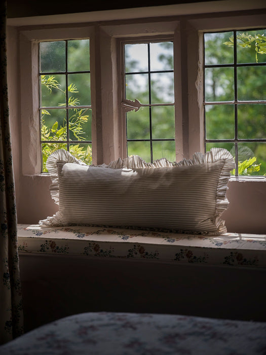 Striped Bolster Cushion with Frill