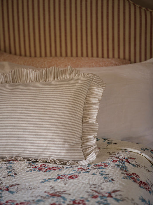 Striped Bolster Cushion with Frill