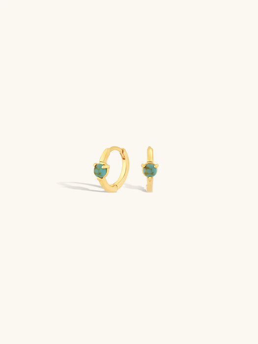 Capri Single Stone Turquoise Huggies
