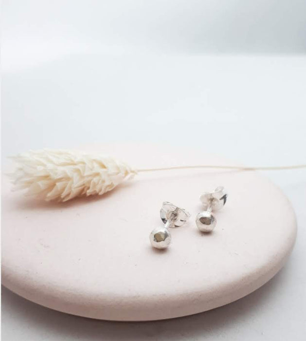 Silver Faceted Dot Studs