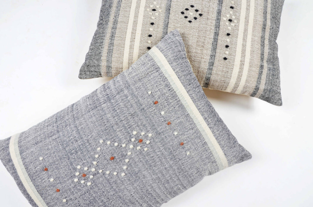 Blue/Grey Embroidered Cushion