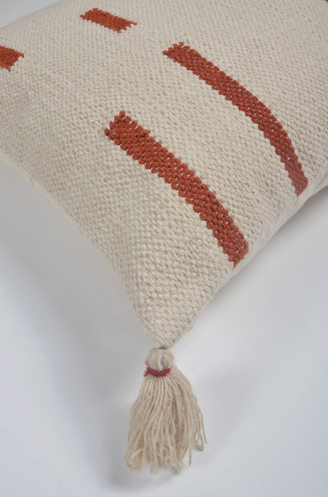 Cream Cushion With Burnt Orange Stripes