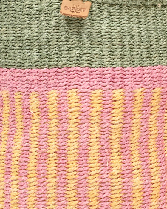 Woven Storage Basket | Pink, Yellow & Green Stripe