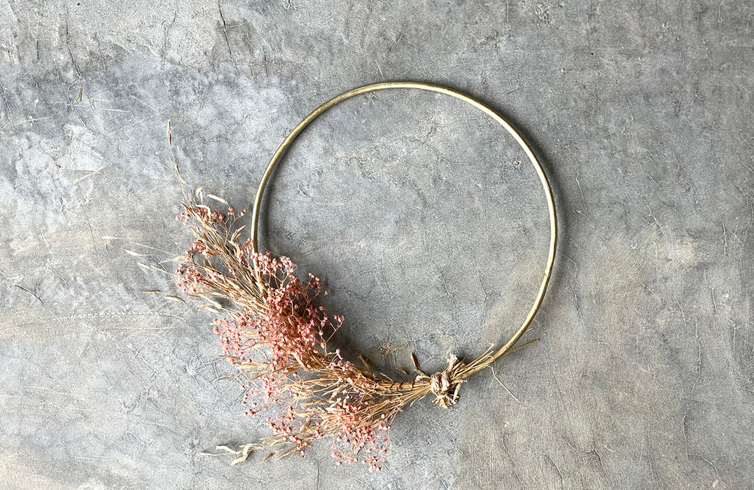 Gold / Pink- Dried Flower Wreath