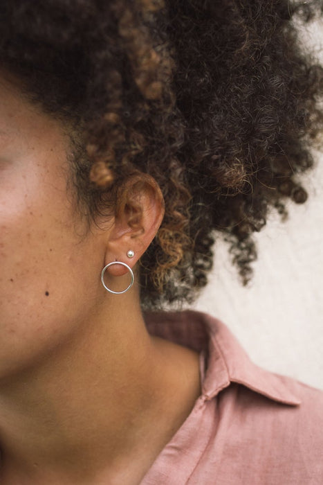 Silver Round Line Studs