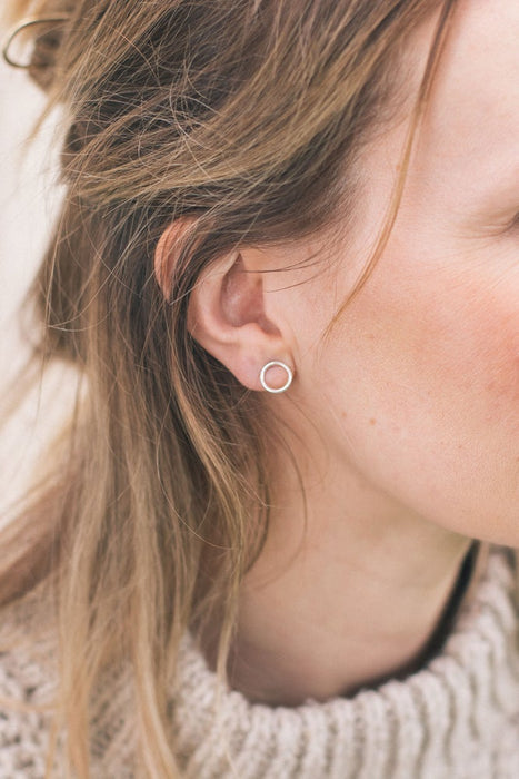 Silver Round Line Studs